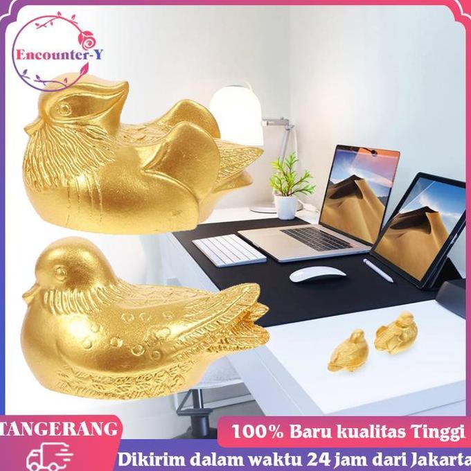 NEZGEFIG Sepasang Bebek Mandarin Feng Shui Pajangan Bebek Emas Mandarin Patung