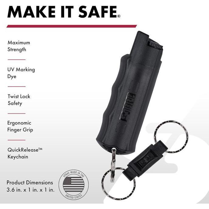 Miuzik- Sabre Pepper Spray With Quick Relese Key Ring Advanced 3 In 1 Formula | Maximum Strength Oc
