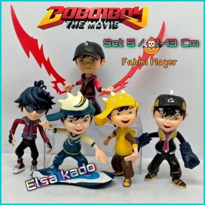 Action Figure Boboiboy Set Mainan Topper Cake Halilintar Tanah Angin
