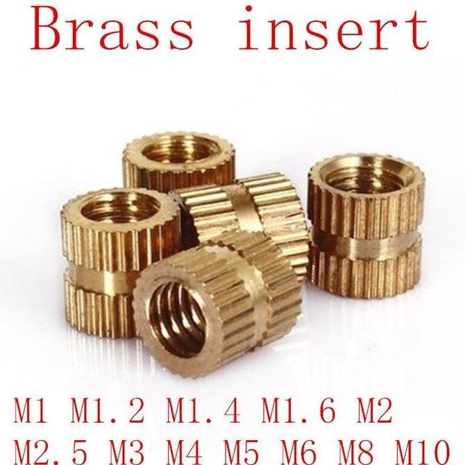 YORKSHIREY Isi 100 Mur Tanam M3 Brass Copper Thread Knurl Insert Nut Mur Tanam Injection Molding