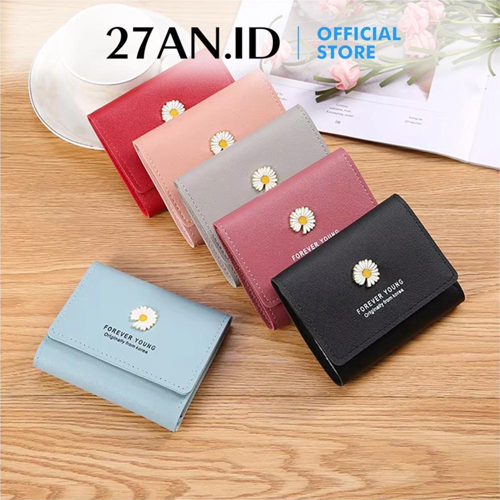 (27An.Id) Dompet Lipat Wanita Lipat Q27 Motif Bunga Daisy Dompet Wanita Mini Fashion Kekinian