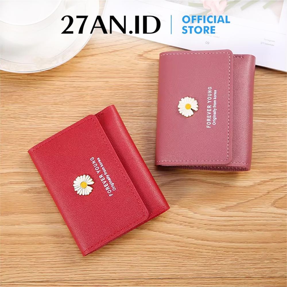 (27An.Id) Dompet Lipat Wanita Lipat Q27 Motif Bunga Daisy Dompet Wanita Mini Fashion Kekinian