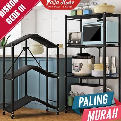 Ollahom Rak Dapur Lipat Portable Rak Penyimpanan Lipat Serbaguna Rak Dapur Portable