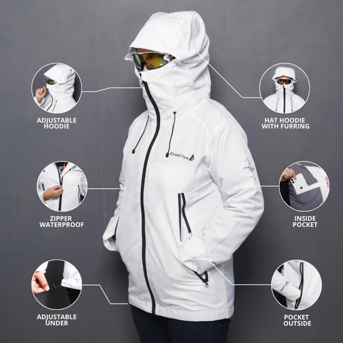 Bless- Credifox Jaket Gunung Gorpcore White Seri Meretas Jejak Bahan Taslan Jn - Gropcore Jaket