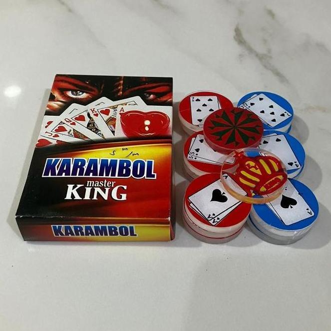 Promo Biji Karambol Biasa Tebal 5 Mm Motif Kartu Remi Master King / Random | Koin Krambol Satu Lapis