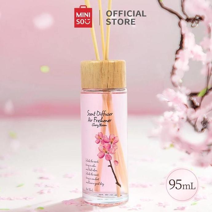 gersangseller - miniso scent diffuser 95ml sakura reed diffuser flower air freshener aromaterapi par