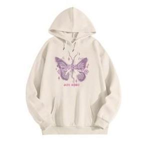Bless- Hoodie Nita Model Butterfly | Kupu-Kupu Lilac | Bahan Milk Cotton