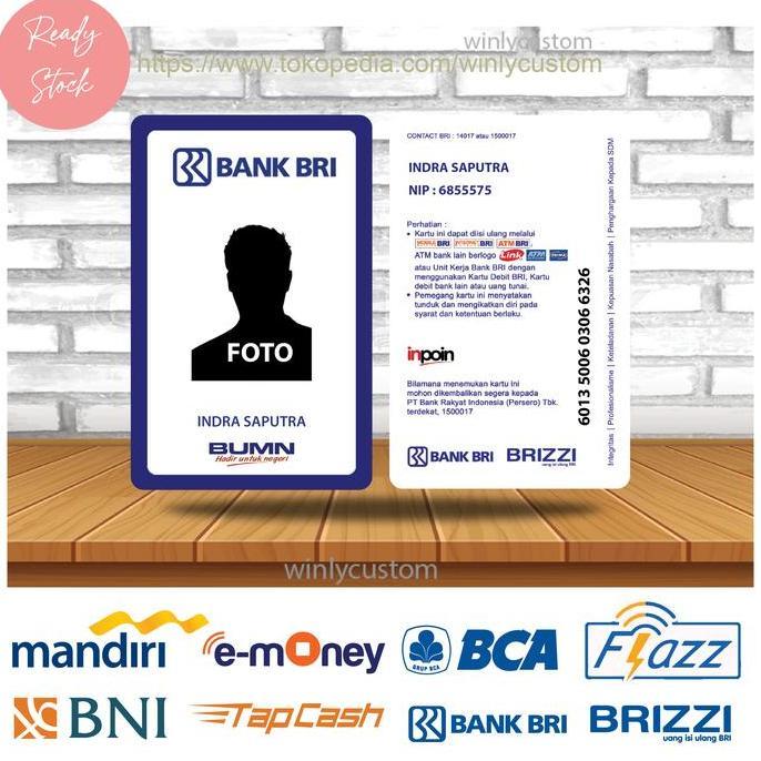 Kartu Emoney BRI BRIZZI ID CARD Bank BRI Tanda Pengenal Murah - 2 SISI