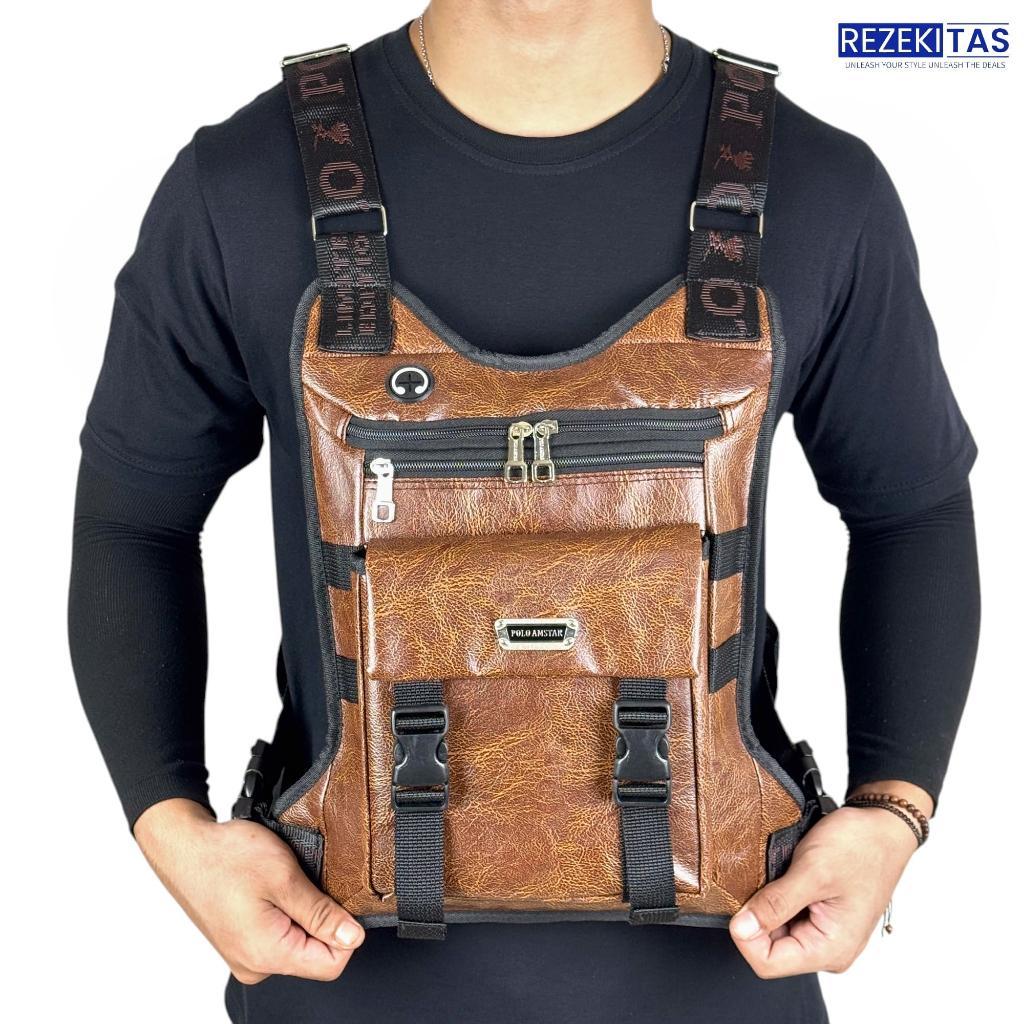 Tas Dada Kulit Pu Leather Polo Amstar Polo Amstar Chest Bag Chest Rig Bag Tas Rompi  Selempang Dada