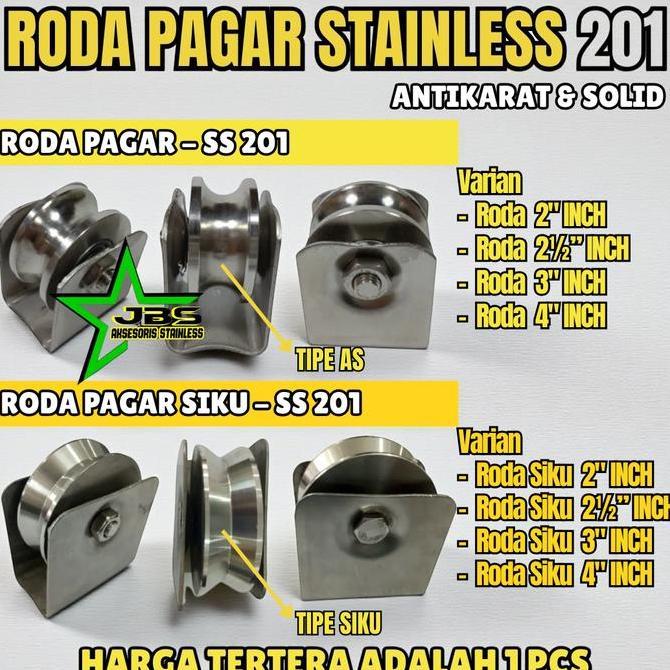 RODA PAGAR STAINLESS 201 TIPE AS DAN SIKU RODA PINTU PAGAR STAINLESS SUS 201
