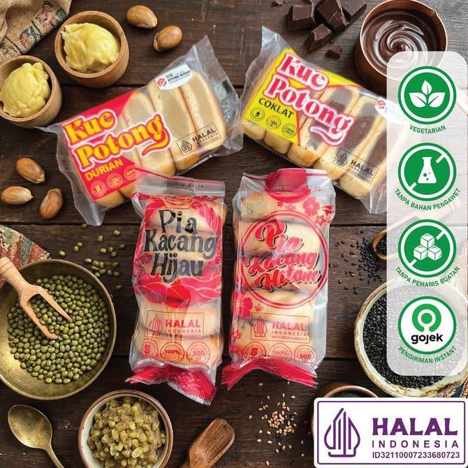 Bre- Paket C : Kue Potong Durian, Kue Potong Cokelat, Pia Cetak Kacang Hitam,  Pia Cetak Kacang Hija