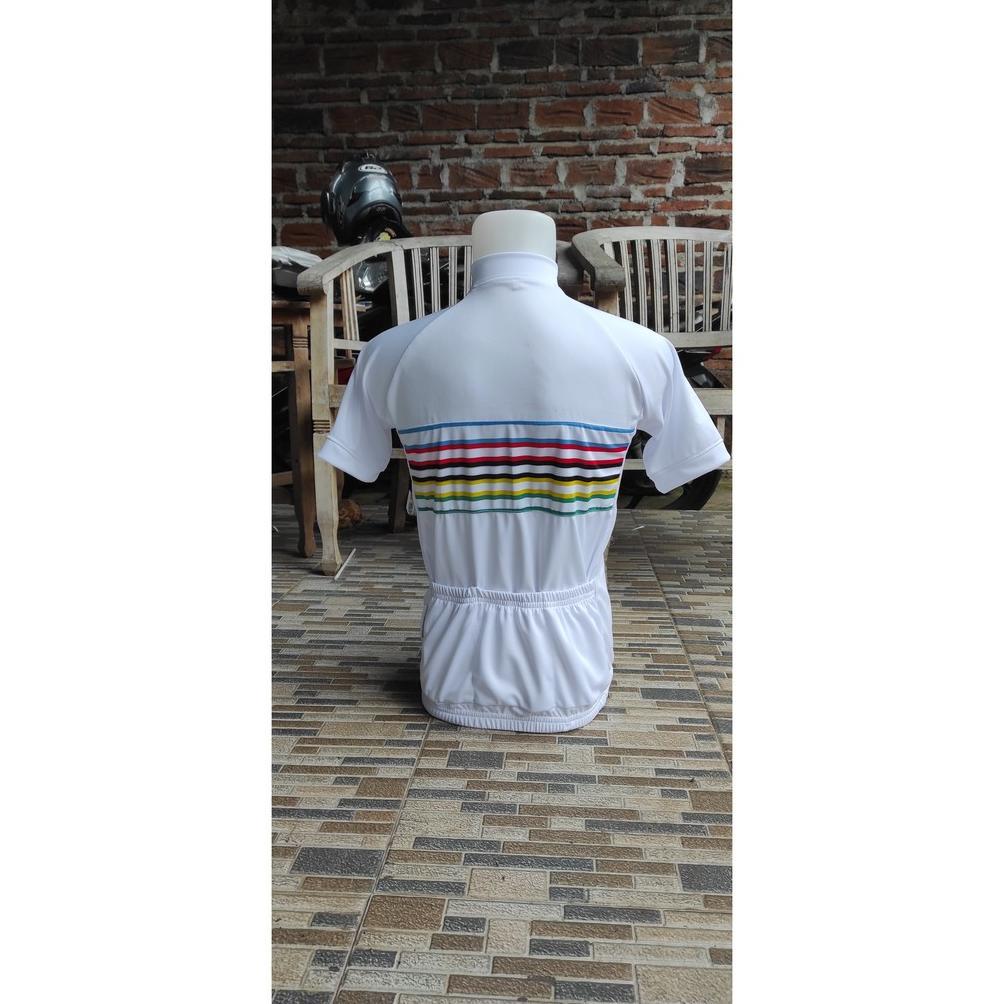 NEW JERSEY ROADBIKE JERSEY SEPEDA PUTIH MOTIF RAINBOW