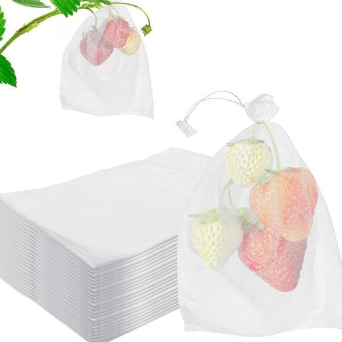 IDSTORE 100pcs Pembungkus Buah Di Pohon Brongsong Mangga Fruit Cover Net Jaring Transparan Kelengken