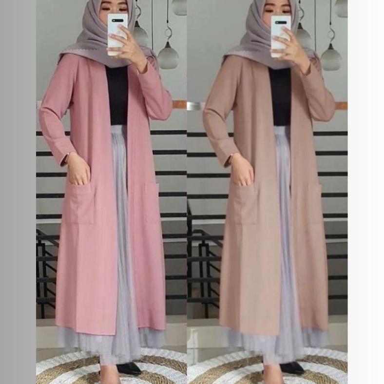 Kualitas Super Outer Blazer Panjang Wanita Muslimah Kekinian Terbaru (Blazer)/ Long Cardigan Wanita 