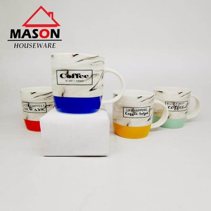 MASON Mug Keramik / Mug Teh/ Mug Kopi Motif Marble 10,2