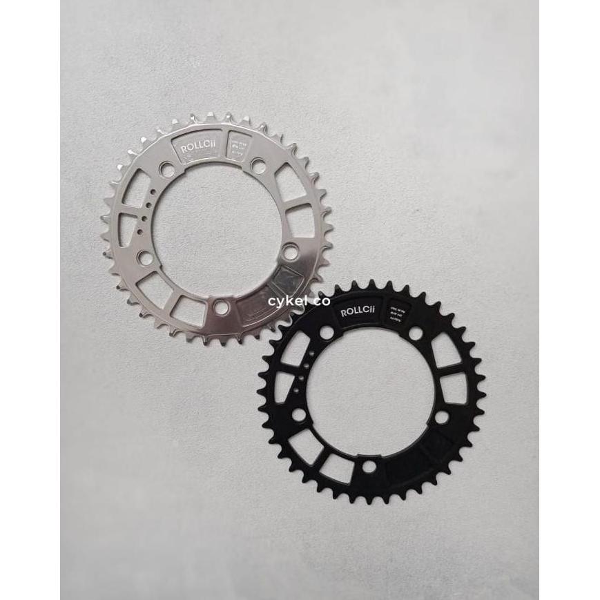 rollcii chainring narrow wide 42T BCD 110mm 5 bolt black polish silver