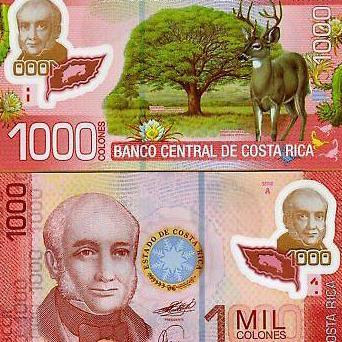 Costa Rica 1000 Colones 2009 New Polymer Design, Prefix.