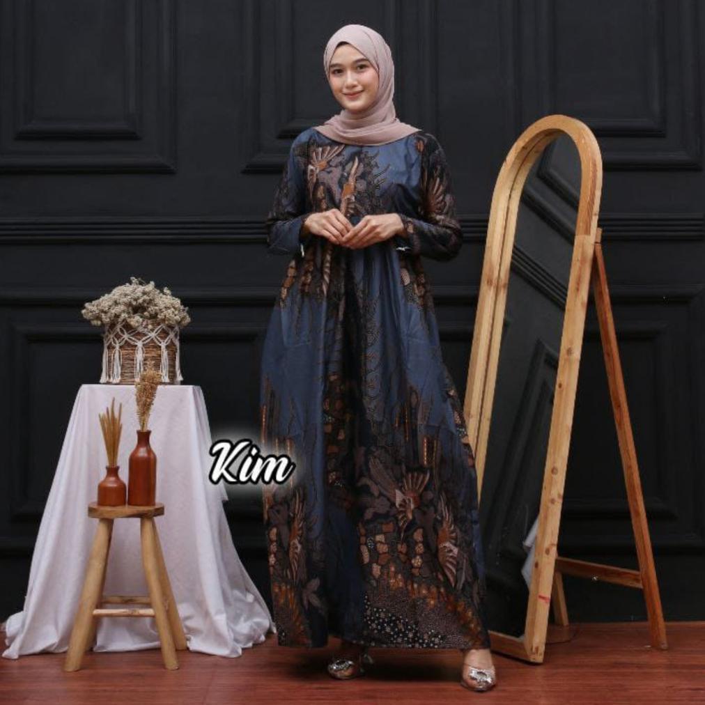 FAVORIT GAMIS BATIK KEKINIAN CANTIK MURAH POLIESTER KAIN KATUN MOTIF MUSLIM NYAMAN PANJANG STANDAR J