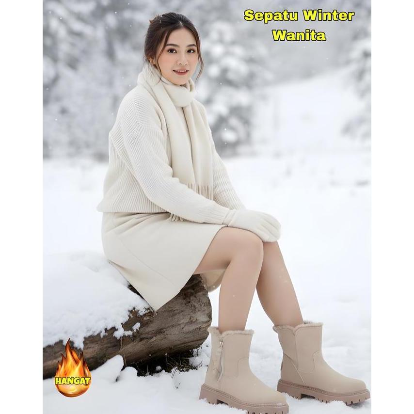 Sepatu Boots Boot Bot Winter Boots Musim Dingin Salju bulu Import Wanita