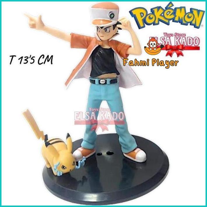Action Figure Pokemon Ash Ketchum Pikachu Tinggi 13Cm Pvc