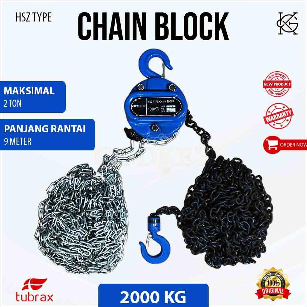 JAPAN Chain Block 2 ton x 9 meter Kerekan Manual Takel bulat Manual Katrol Alat Angkat Barang Chain 