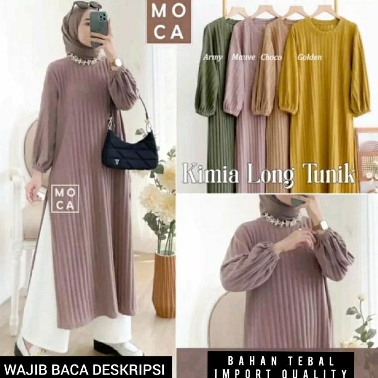 BIG PROMO INFINITY - KIMIA LONG TUNIK HORNET PREMIUM / LONG DRESS KNIT JUMBO KEKINIAN