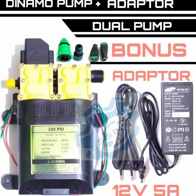Promo Mesin Pompa Dc 12V 320 Psi + Adaptor Mesin Pompa Dc Auto Cut Of