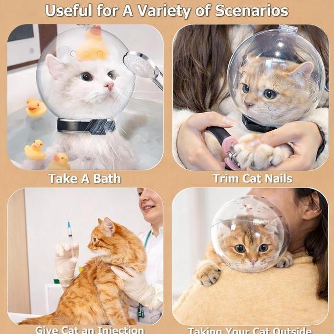 Helm Mandi Grooming Kucing Anti Gigit Anti Cakar
