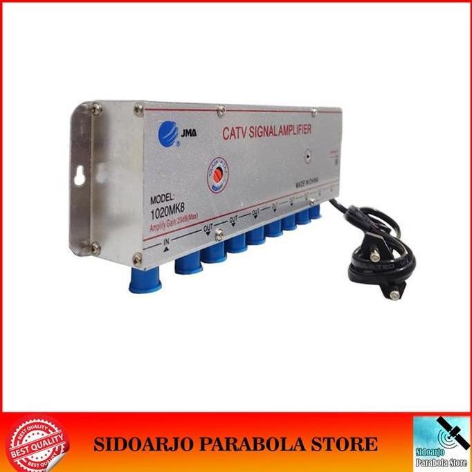 Penguat Sinyal Booster Antena TV UHF VHF Digital & TV Kabel CATV Amplifier Splitter 8 Way 20db JMA-1
