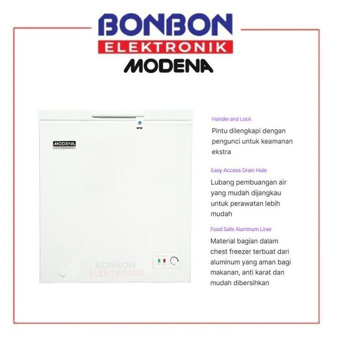 Modena Chest Freezer 150 Liter MD 0156 W / MD0156W Cooler Box