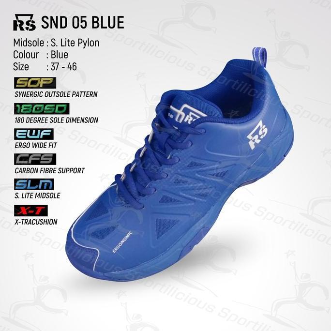 belviercinez Sepatu Bulutangkis RS SND 05 Blue Olahraga Badminton Diskon