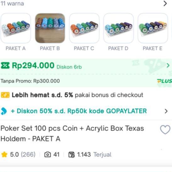 Promo Poker Chip Set 100 Pcs + Acrylic Box Cod
