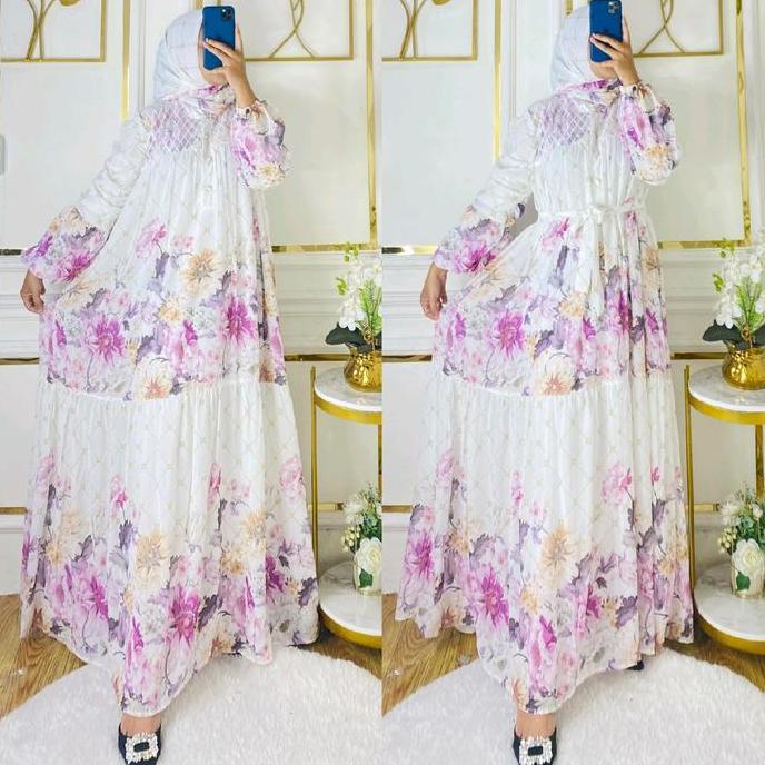 Khza- Alzifa Gamis Set Hijab Raya Motif Meijing