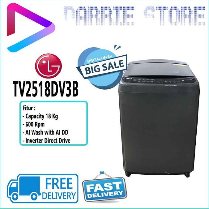 LG TV2518DV3B MESIN CUCI LG TOP LOADING 18 KG INVERTER TV2518