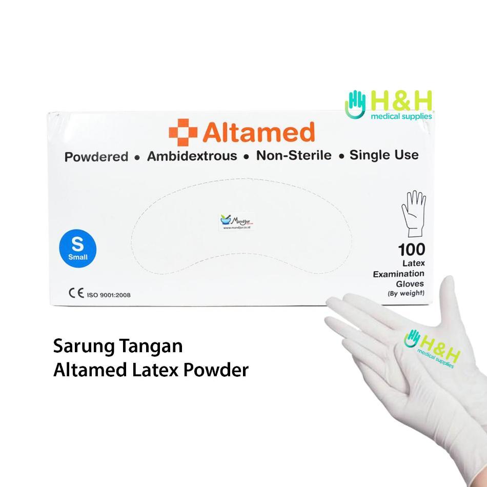 Sarung Tangan Karet Altamed Latex Powder / Hand Gloves Latex / Sarung Tangan Kesehatan / Handscoon M