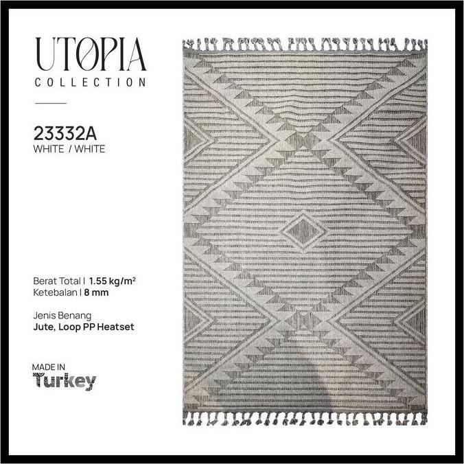 BEBAS ONGKIR - Karpet Anyaman Minimalis Bermotif Utopia ~ 160x230 cm