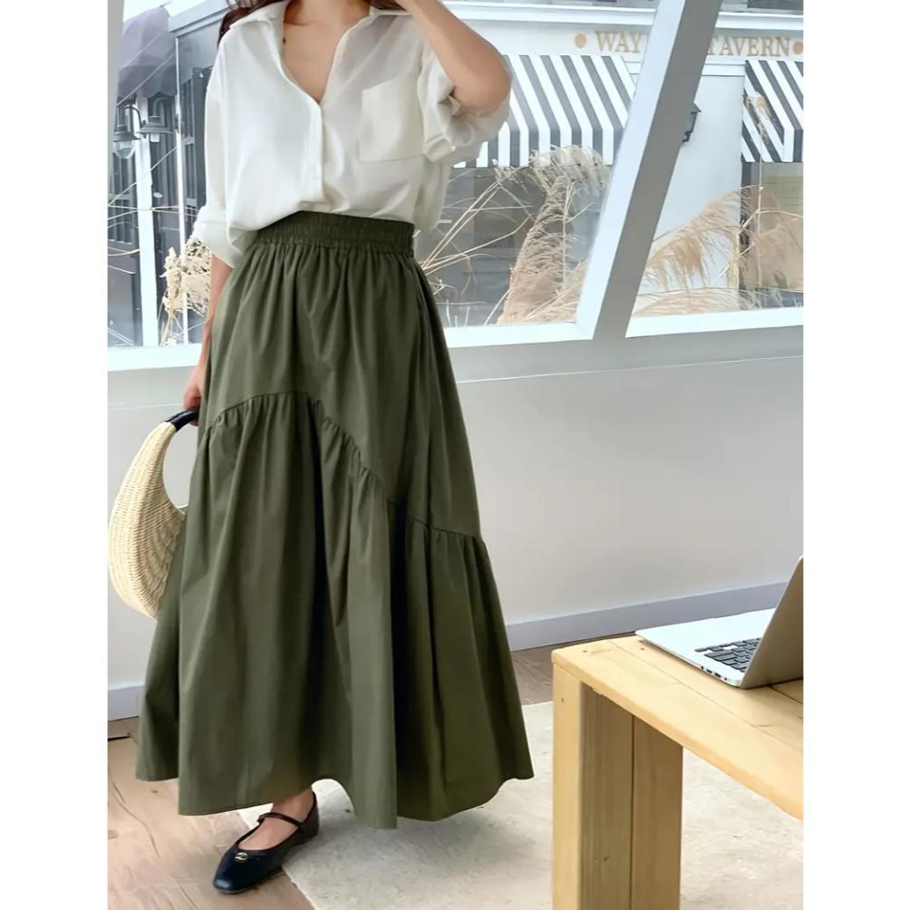 IVY - Rok Korean Style Panjang - Rok Wanita Hitam - Rok Putih Korean Style