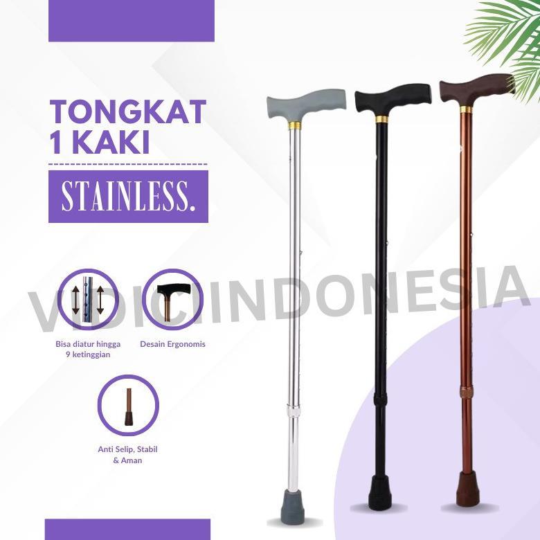 Tongkat Jalan Kaki 1 Alat Bantu Jalan Stainless