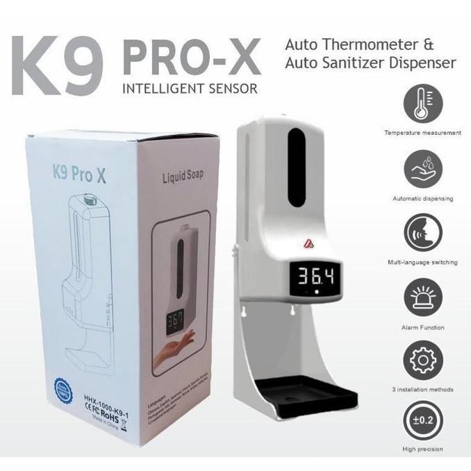 Termometer K9 Pro X Automatic Infrared Thermometer & Dispenserhand Sanitizer 2 In 1