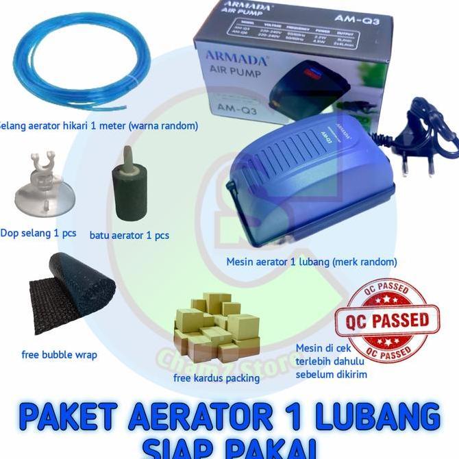 paket aerator 1 lubang aquarium lengkap siap pakai / aerator 1 lubang