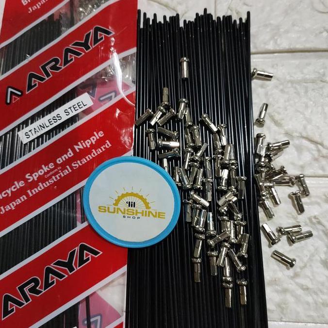 Promo Spoke Ruji Jari 283 Araya Stainless Black 14G X 283Mm Velg Rims Sepeda Roadbike Fixie 700C Tin