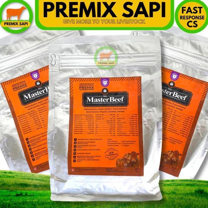 Premix Sapi Master Beef 1 Kg - Premix Sapi Kontes - Premix Sapi Penggemukan - Premix Sapi 1Kg - Mast