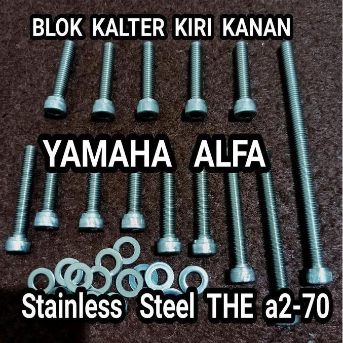 Lone- Baut Bak Blok Mesin Set Yamaha Alfa Stainless L