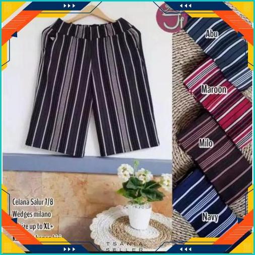 Diskon Celana Pendek 7/8 Motif Salur Xl