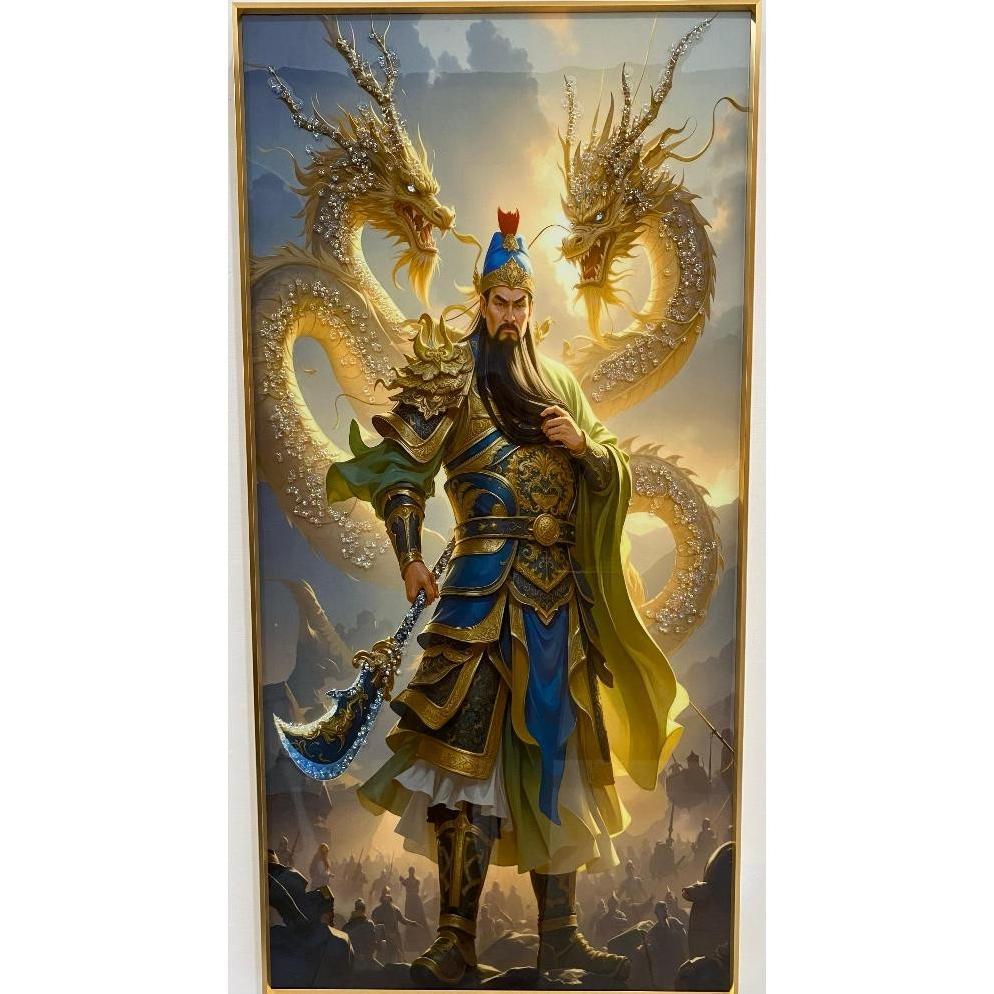leles Lukisan 5D Premium Diamond Porcelain Painting Dewa KwanKong Guan Yu / Kera Sakti / Hewan Misti