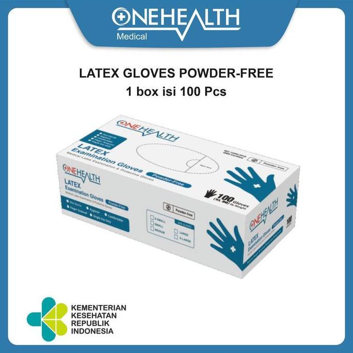 Onehealth Sarung Tangan Latex Powder Free AKD Handscoon Size S M L Sarung Tangan Non-Steril