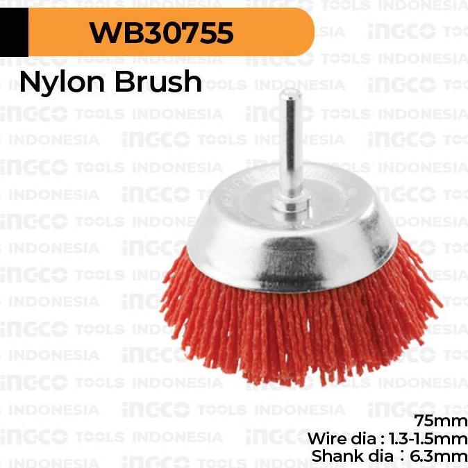 Nylon Cup Brush (Bor 3") INGCO WB30755 Sikat Mangkok Abrasive Plastik
