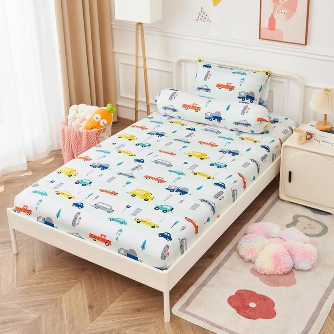 Informa Set 3 Pcs Seprai Double Microfiber Cars Tempat Tidur Anak Alas Kain Sprei Perlengkapan Tidur