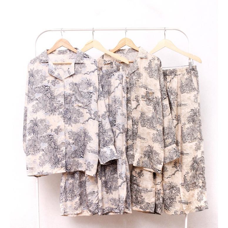 sale ONE SET WANITA RAYON LD 140 CM MOTIF LENGAN PANJANG SETELAN PIYAMA JUMBO KEKINIAN