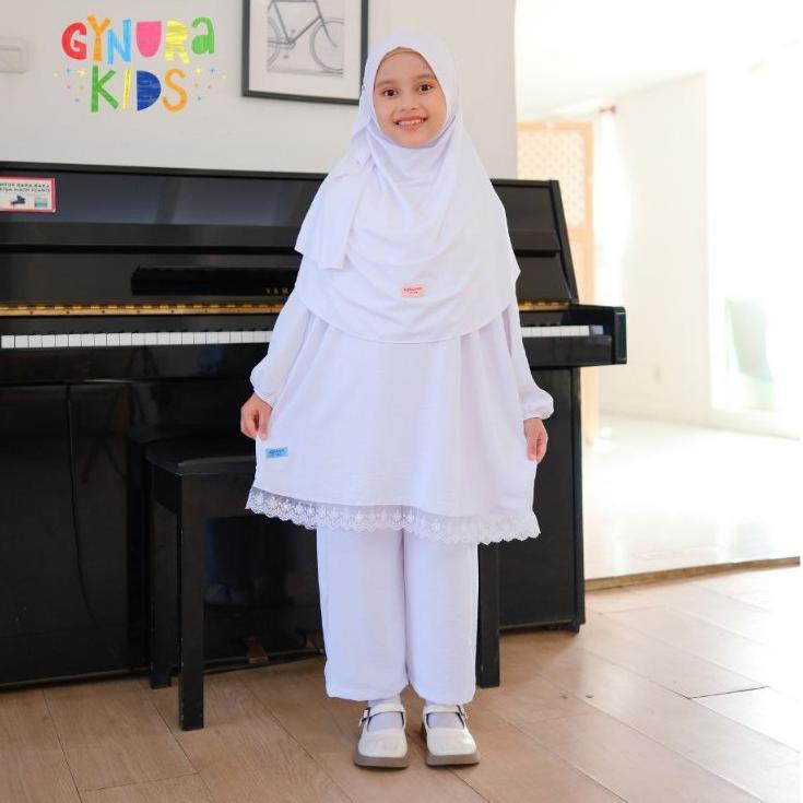 hot raggakids - setelan putih anak perempuan - one set anak perempuan - baju umroh anak perempuan